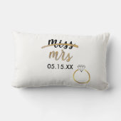 Black & Gold Miss Mme Nom Date Lumbar Coussin (Verso)