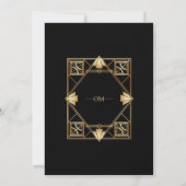 Black & Gold Modern Art Deco Wedding Invitation  (Dos)