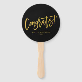 Black Gold Modern Chic Congrations Afstuderen Foto Handwaaier