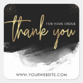 Black & Gold Modern Custom Business Hartelijk dank Vierkante Sticker (Voorkant)