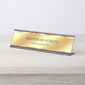 Black & Gold Modern Elegant Template Luxurious Bureau Naambordje (Voorkant)