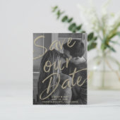 BLACK GOLD MODERN-fotoscript onze datum opslaan Aankondigingskaart (Staand voorkant)