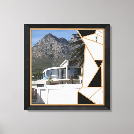 Black Gold Modern Geometric Abstract Canvas Afdruk (Voorkant)