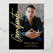 Black Gold Modern Graduation Invitation Carte post (Recto)