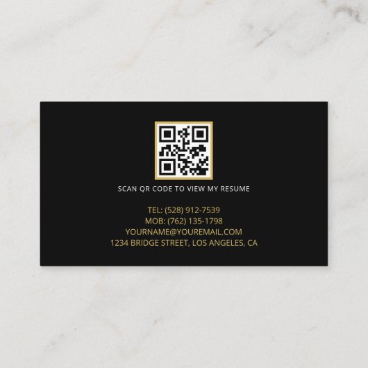 Black Gold Modern Heavy Machine Operator QR Code Visitekaartje (Achterkant)