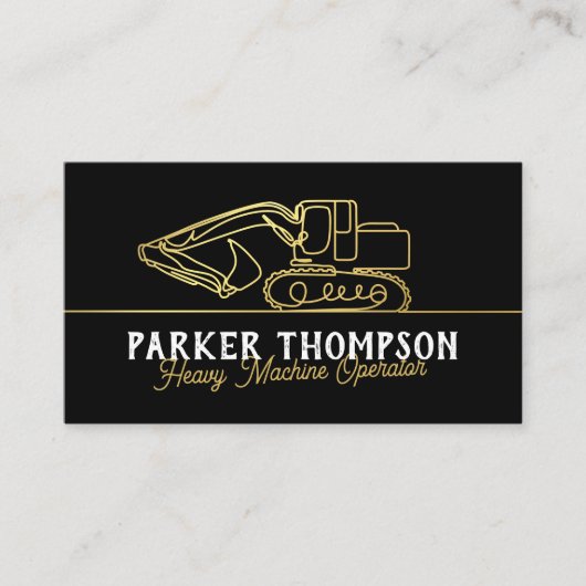 Black Gold Modern Heavy Machine Operator QR Code Visitekaartje (Voorkant)