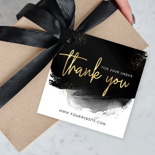 Black & Gold Modern Logo Business Hartelijk dank Bedankjes Labels