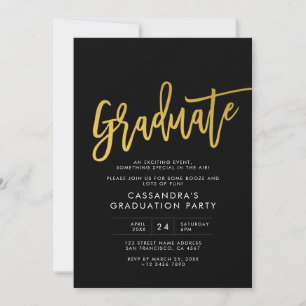 Black Gold Modern Script Afstuderen Kaart