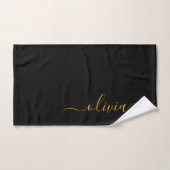 Black Gold Modern Script Girl Monogramme Nom (Serviette à main)