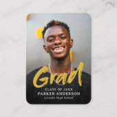 Black Gold Modern Script Photo Invitation de gradu (Devant)