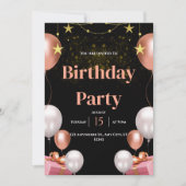 Black & Gold Moderne Anniversaire Fête Invitation (Devant)