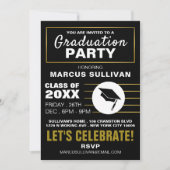 Black & Gold moderne, Graduation Party Invitation (Devant)