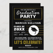 Black & Gold moderne, Graduation Party Invitation (Devant / Derrière)