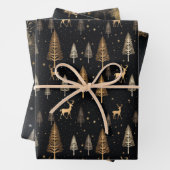 Black Gold Moderne Papier d'enveloppement de Noël  (En situation)