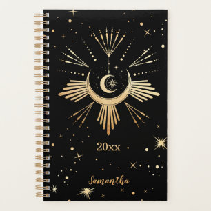 Black Gold moderne Stars Cosmiques Lune Nom Année