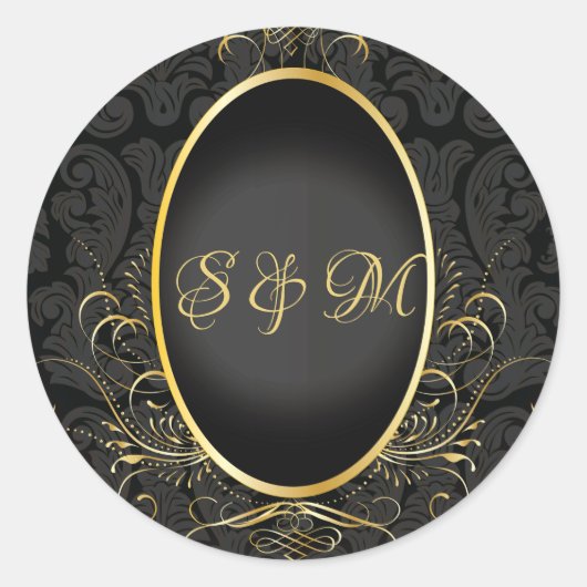 Black gold Monogram Classy Royal Style Sticker (Voorkant)