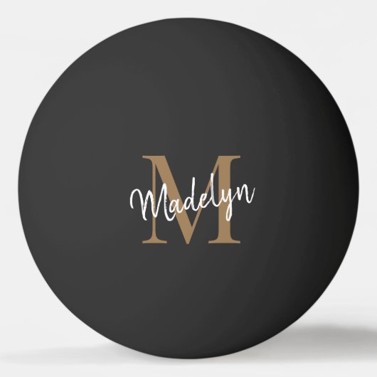 Black Gold Monogram Elegant Feminine Girly Script Pingpongballen (Voorkant)