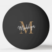 Black Gold Monogram Elegant Feminine Girly Script Pingpongballen (Achterkant)