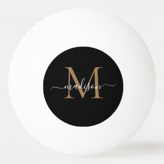Black Gold Monogram Elegant Feminine Girly Script Pingpongballen