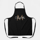 Black Gold Monogram Elegant Girly Script Schort (Voorkant)