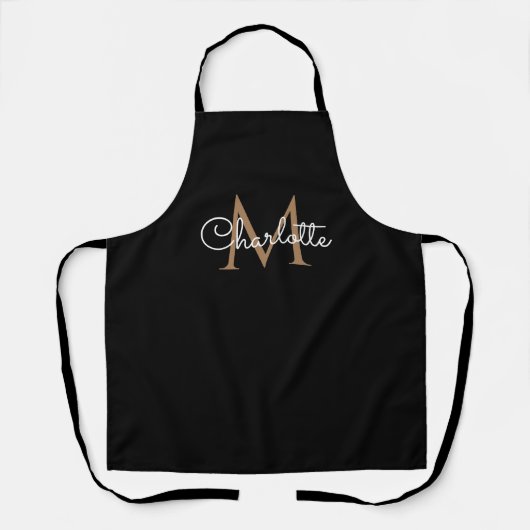 Black Gold Monogram Elegant Girly Script Schort (Voorkant)