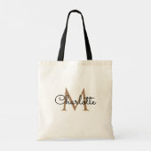 Black Gold Monogram Elegant Girly Script Tote Bag (Achterkant)