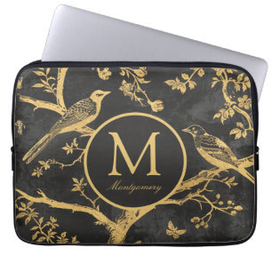 Black Gold Monogram Laptop Sleeve