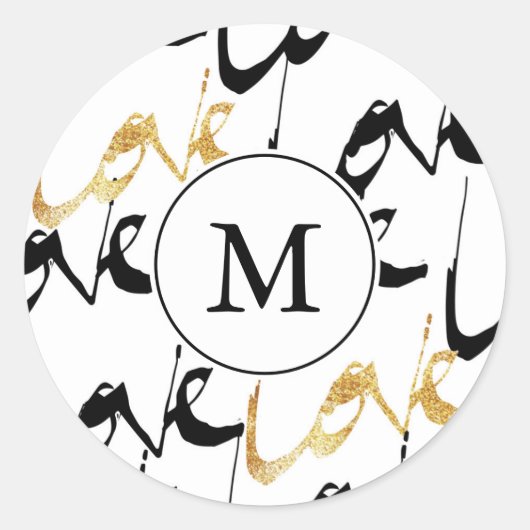 Black & Gold Monogram Love Stickers (Voorkant)