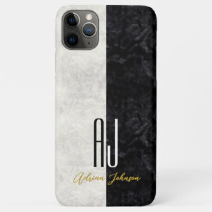 Black Gold Monogram Marble iPhone Hoesje