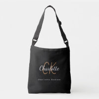 Black gold monogram name initiaal script