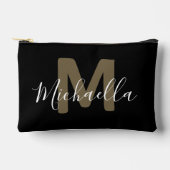 Black & Gold Monogram Name Small Accessory Pouch Etui (Voorkant)