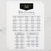 Black Gold Monogram Recipe Kitchen Conversies (Voorkant / Achterkant)