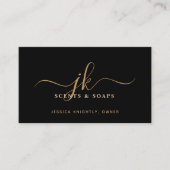 Black Gold Monogram Script Initials Business Logo Visitekaartje (Voorkant)