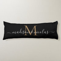 Black Gold Monogram Script Pas getrouwd Jubileum