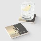 Black Gold Monogram Stenen Onderzetter (Zijkant)