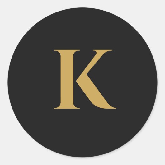 Black Gold Monogram Sticker K (Voorkant)