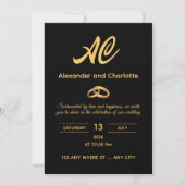 Black Gold Monogram Wedding Invitation (Devant)