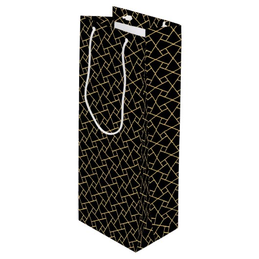 Black Gold Motif islamique Custom Wine Sac cadeau (Devant Angle)