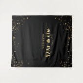 Black Gold Mr en Mrs Wedding Photo Booth Tapestry Wandkleed (Voorkant (horizontaal))