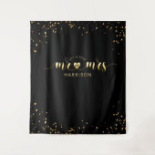 Black Gold Mr en Mrs Wedding Photo Booth Tapestry Wandkleed (Voorkant)