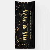 Black Gold Ms à Mme Fête des mariées Bannière (Vertical)