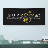 Black Gold Music Afstuderen Treble Clef Gepersonal Spandoek (Beurs)