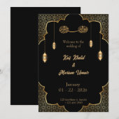 Black & Gold Muslim wedding invitation Editable (Devant / Derrière)