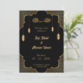 Black & Gold Muslim wedding invitation Editable (Debout devant)