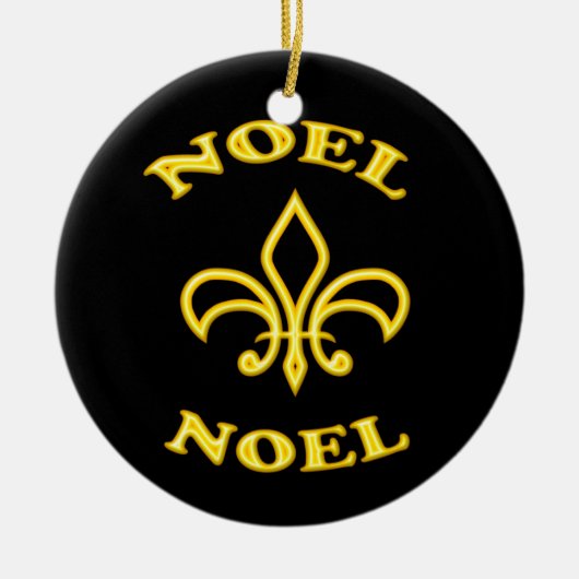 Black Gold Noel Fleur de Lis Keramisch Ornament (Voorkant)