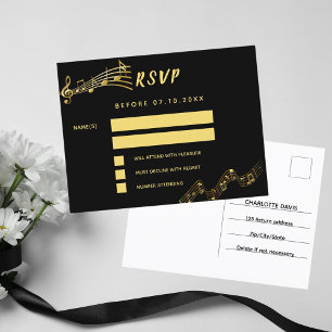 Black gold notes retour adresse carte RSVP
