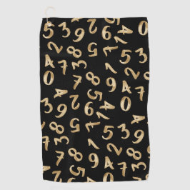 Black Gold Numbers Luxury Pattern Chic Accountant Golfhanddoek