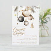 Black Gold Ornament Exchange Kerstfeest Kaart (Staand voorkant)