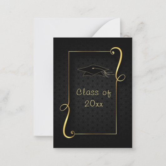 Black Gold Ornamenten Framed Afstuderen Invitation Notitiekaartje (Achterkant)