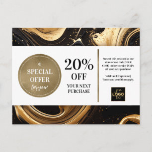 Black Gold Paint Swirls Coupon Korting Briefkaart